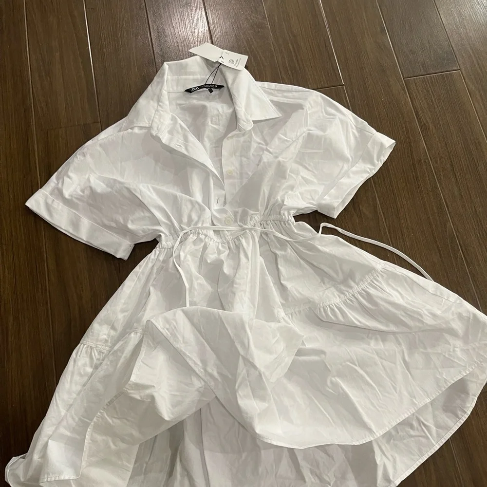 Zara white  string mini dress - Picture 2 of 7